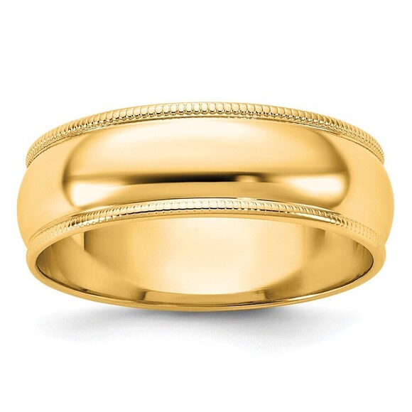 Kazi Luxury Jewelry - Kazi Luxury 14KY 6mm LTW Milgrain Half Round Band Size 5.5